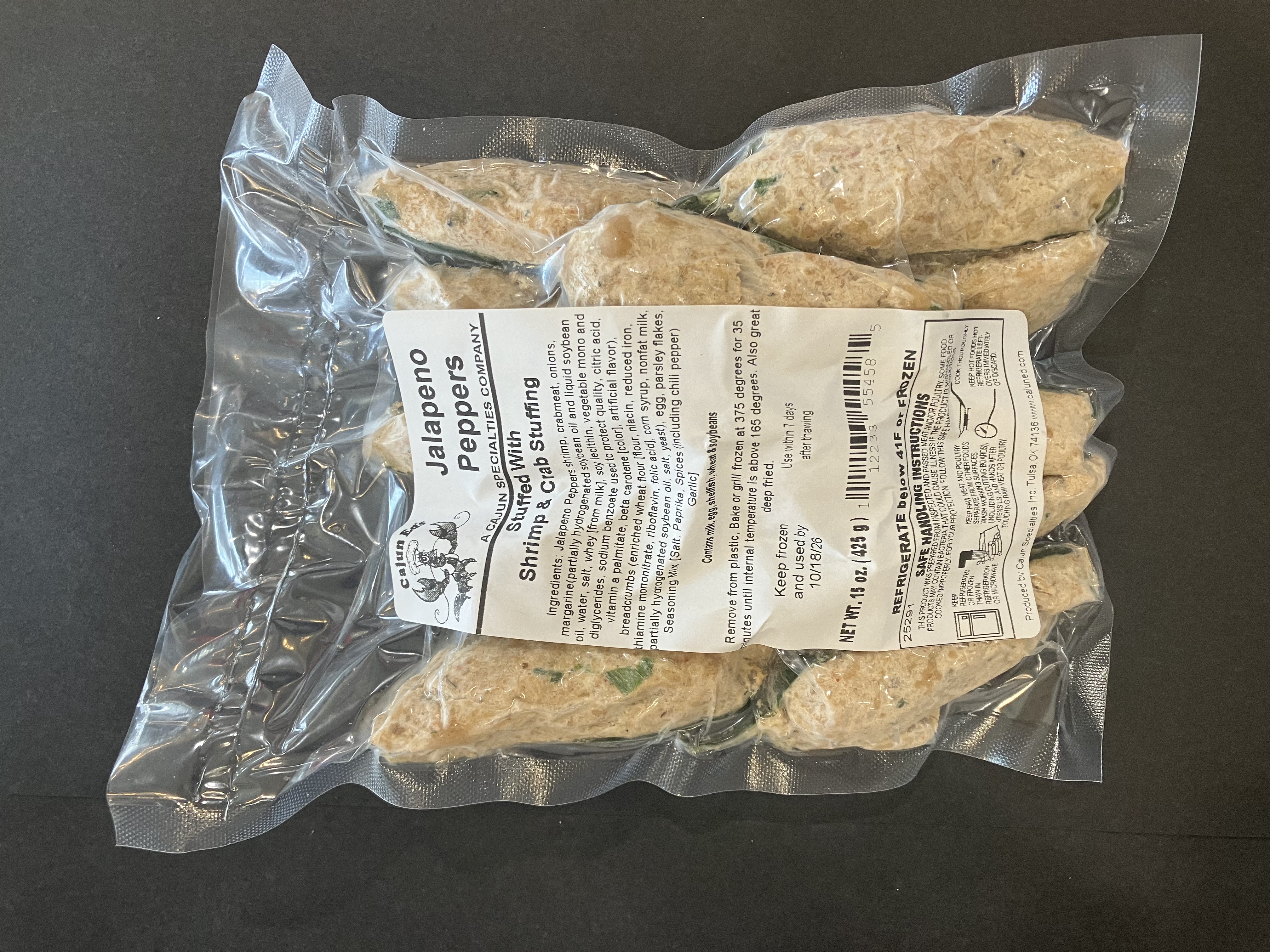 Jalapeno Peppers stuffed with Shrimp and Crab Stuffing